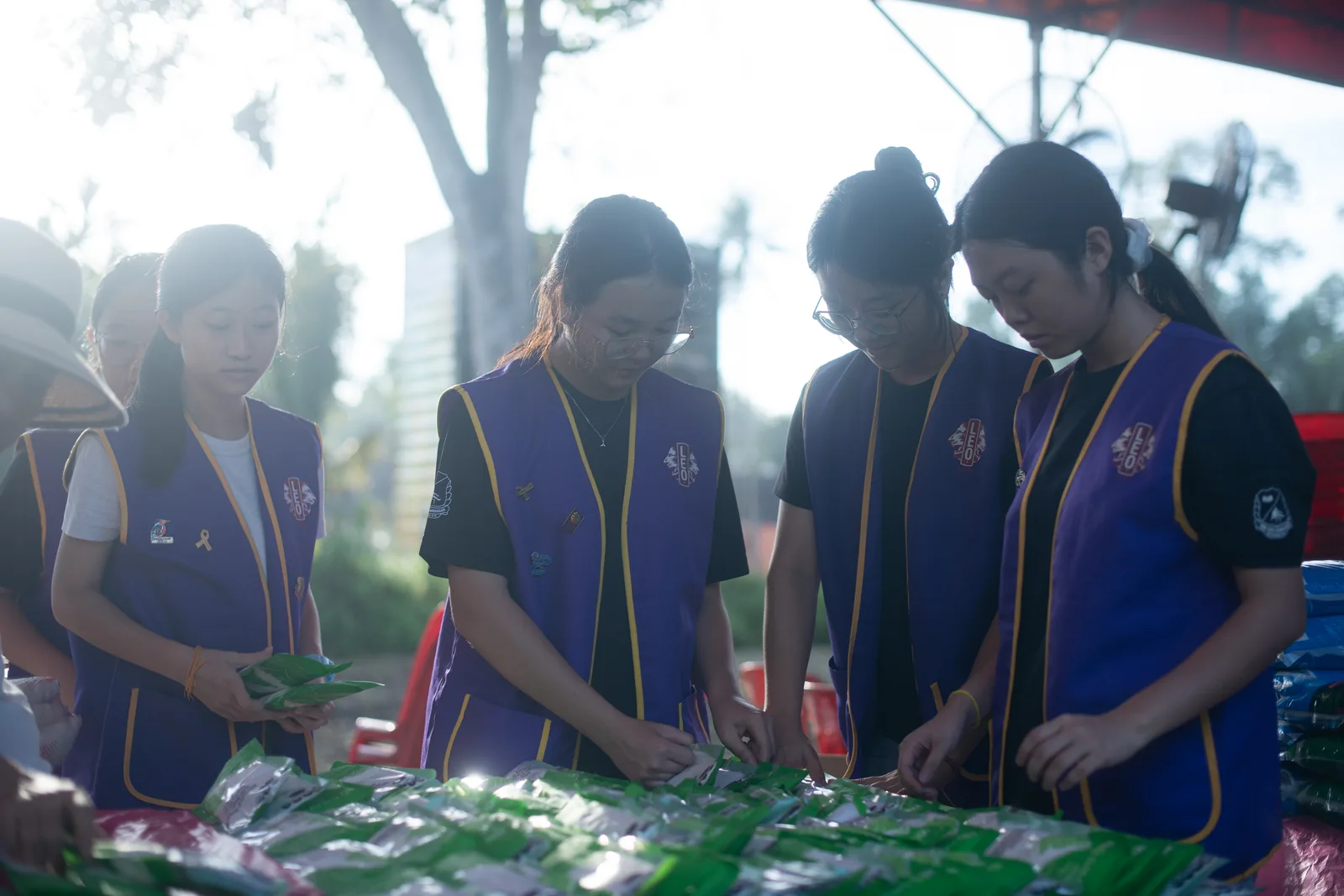 Lions Club volunteers setting up the community outreach area